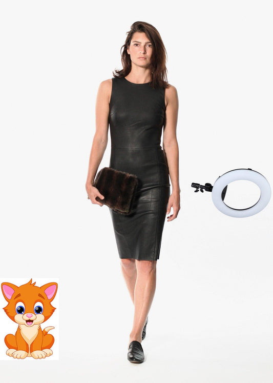 Iranta Leather Dress in Black