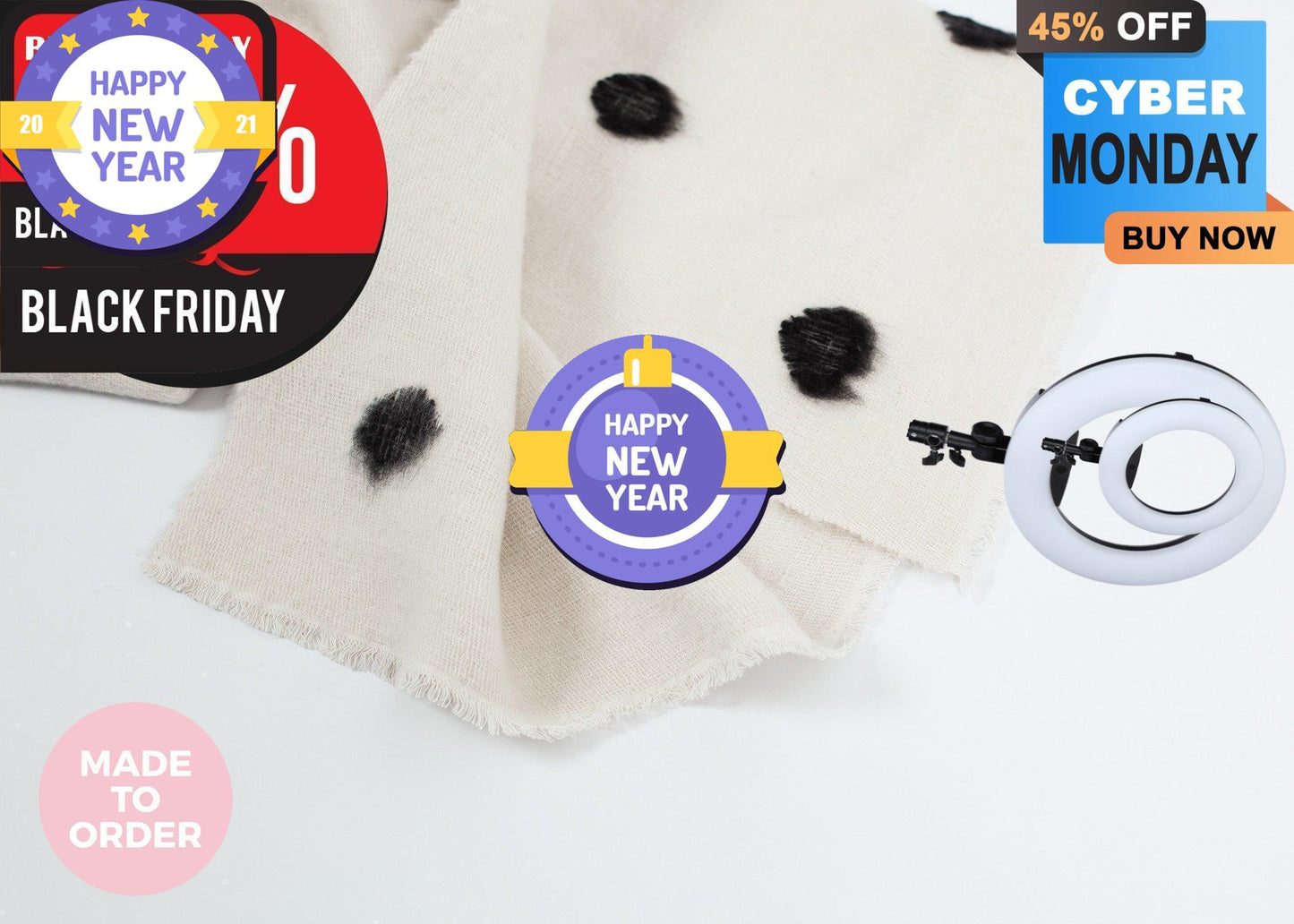 Cashmere Dot Shawl in Black/White