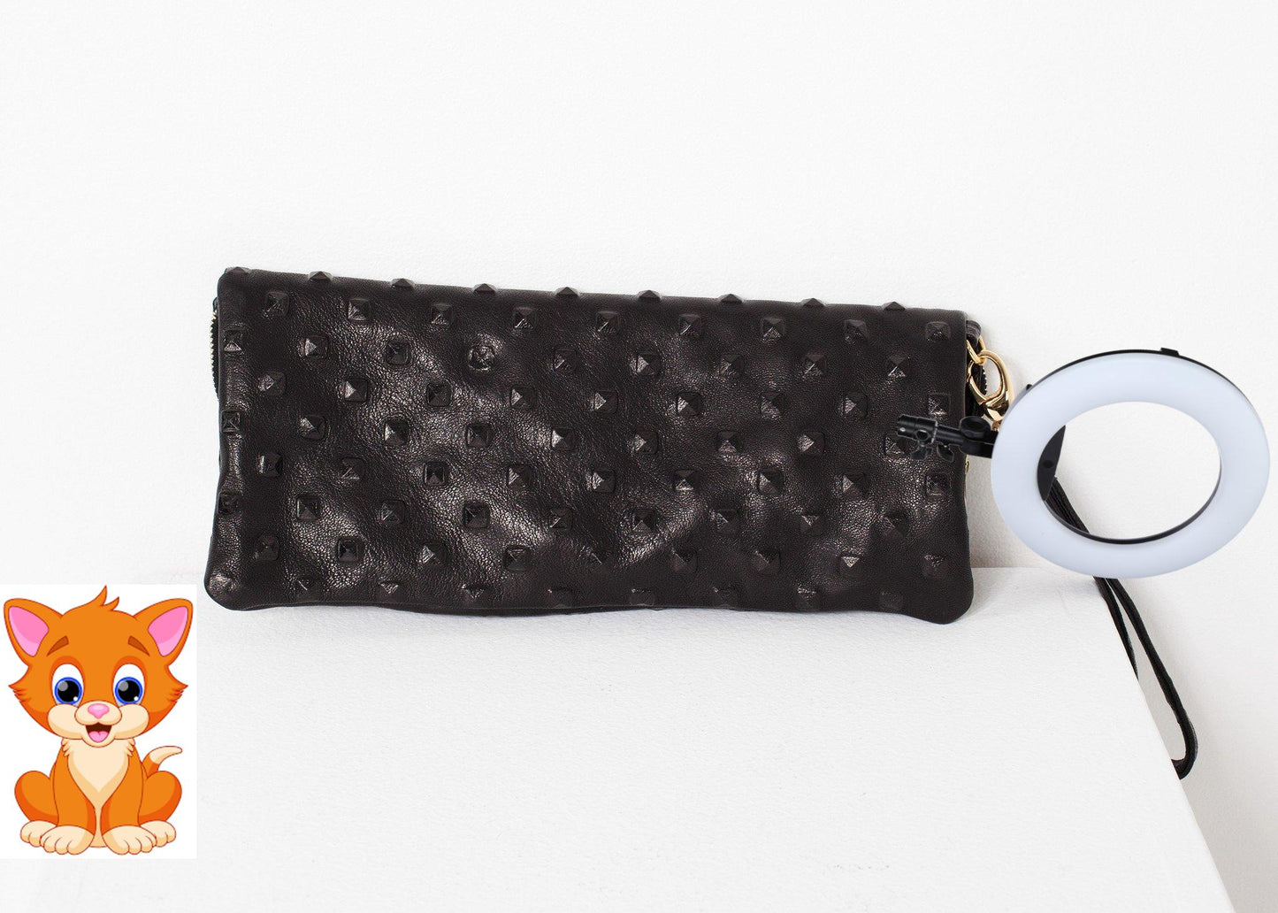 Roxanne Leather Clutch in Black
