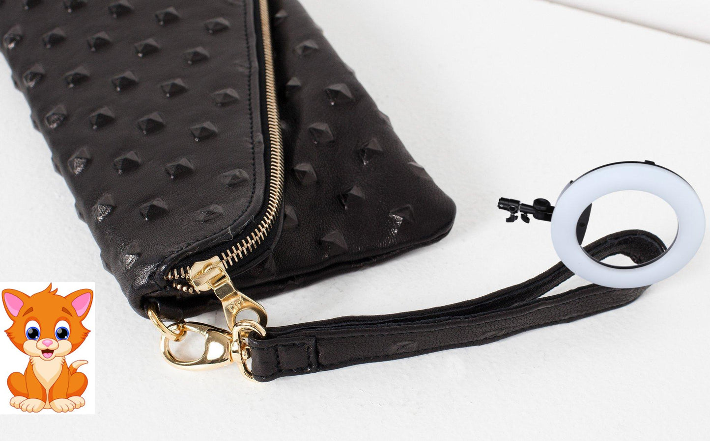 Roxanne Leather Clutch in Black