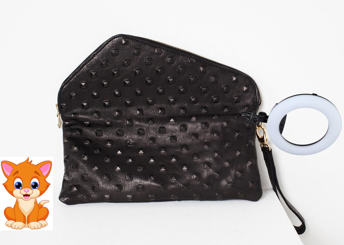 Roxanne Leather Clutch in Black