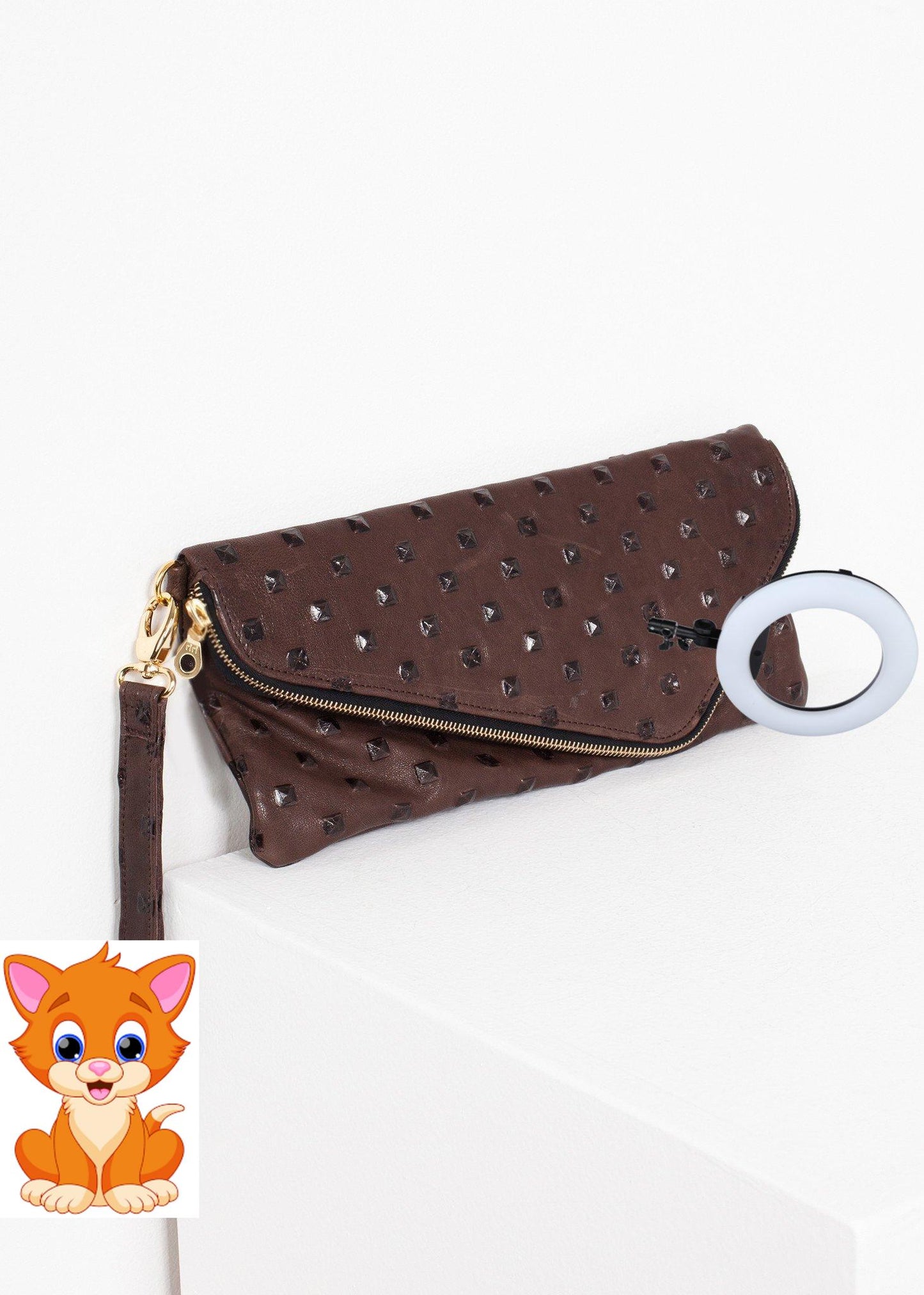 Roxanne Leather Clutch in Brown
