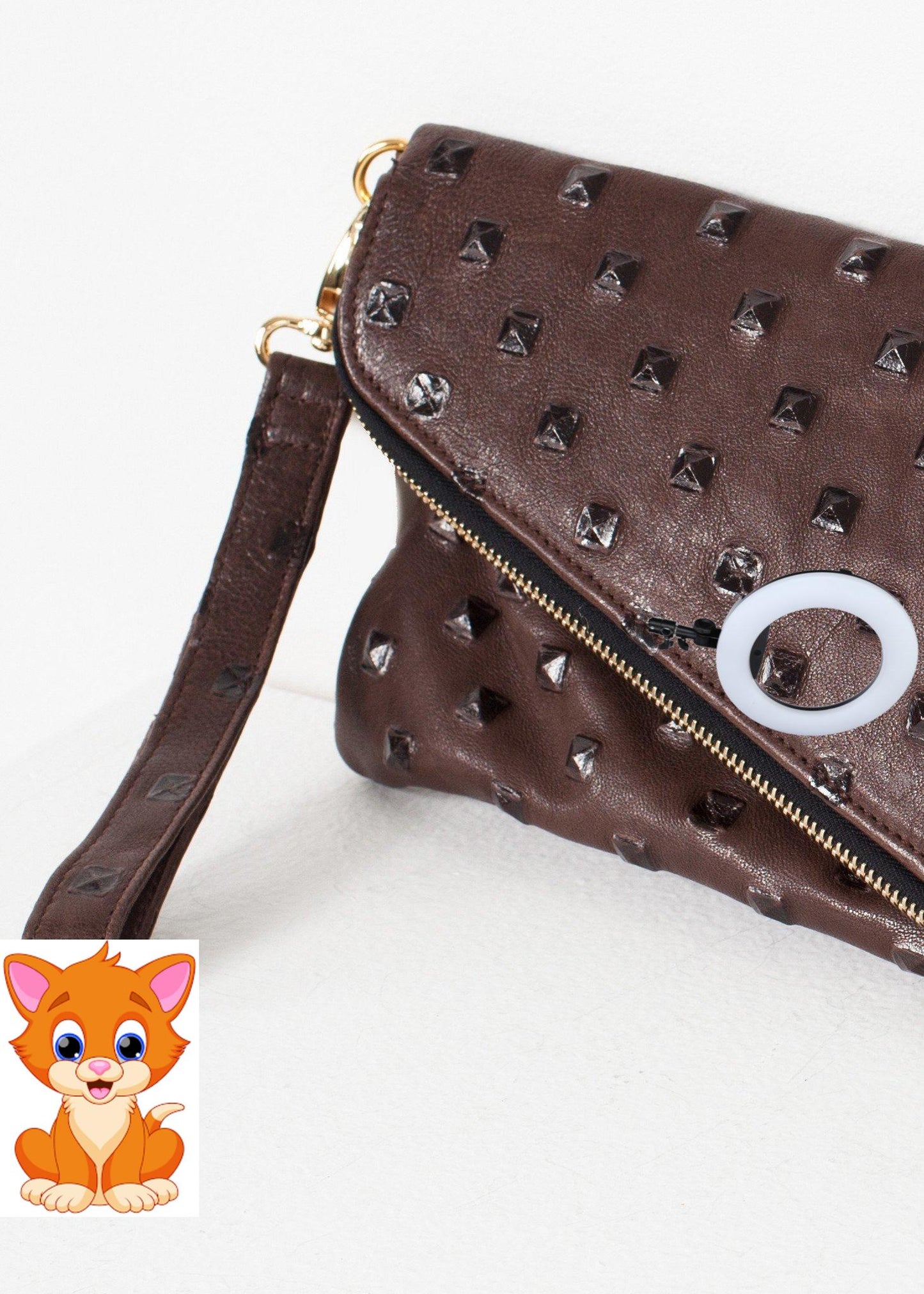 Roxanne Leather Clutch in Brown