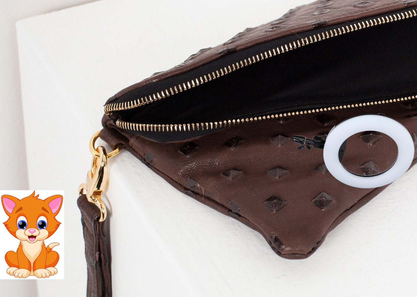 Roxanne Leather Clutch in Brown