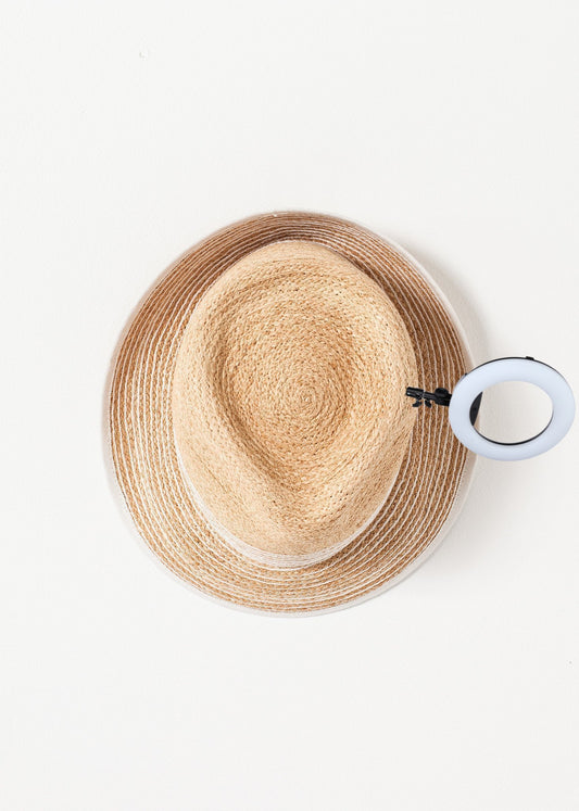 Washboard Hat in Straw/White