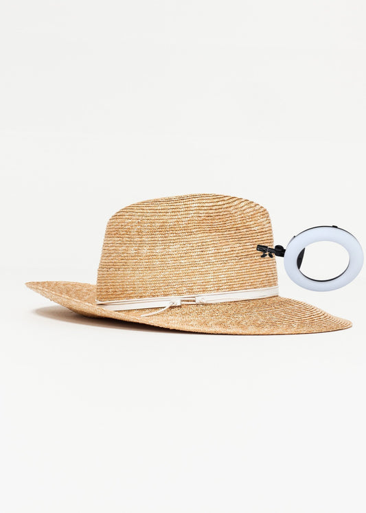 Wrapped Up Hat in Straw/White