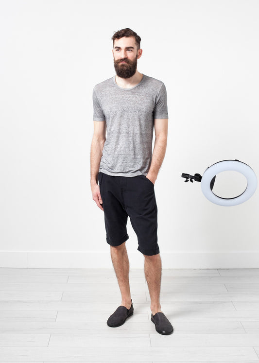 Linen T-shirt in Dolphin