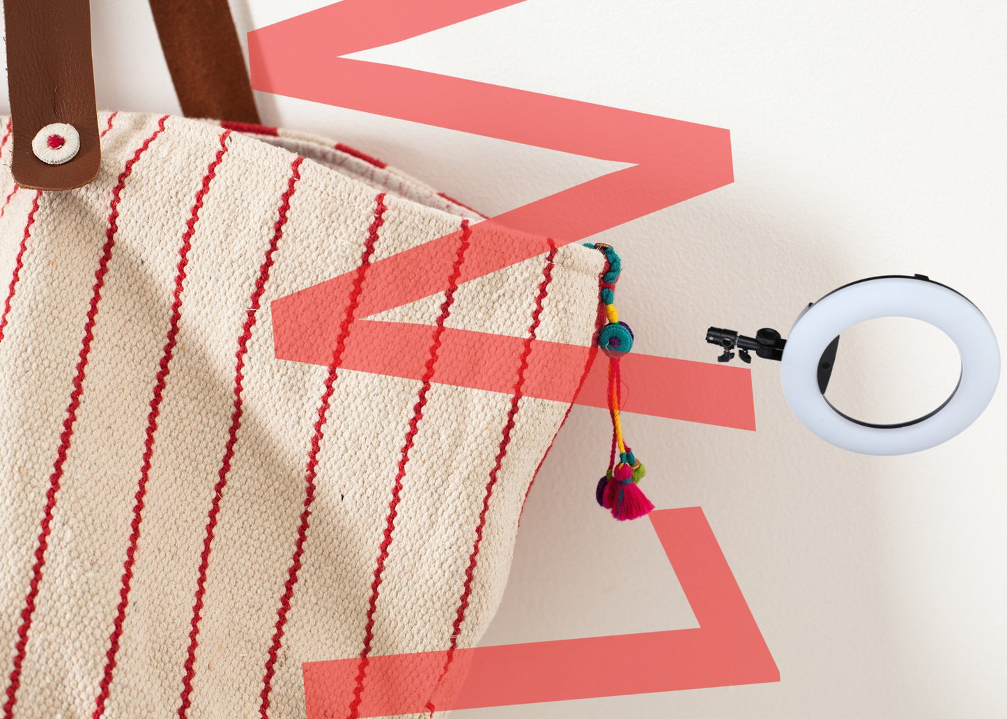 Woven Oversized Tote in Red Stripe
