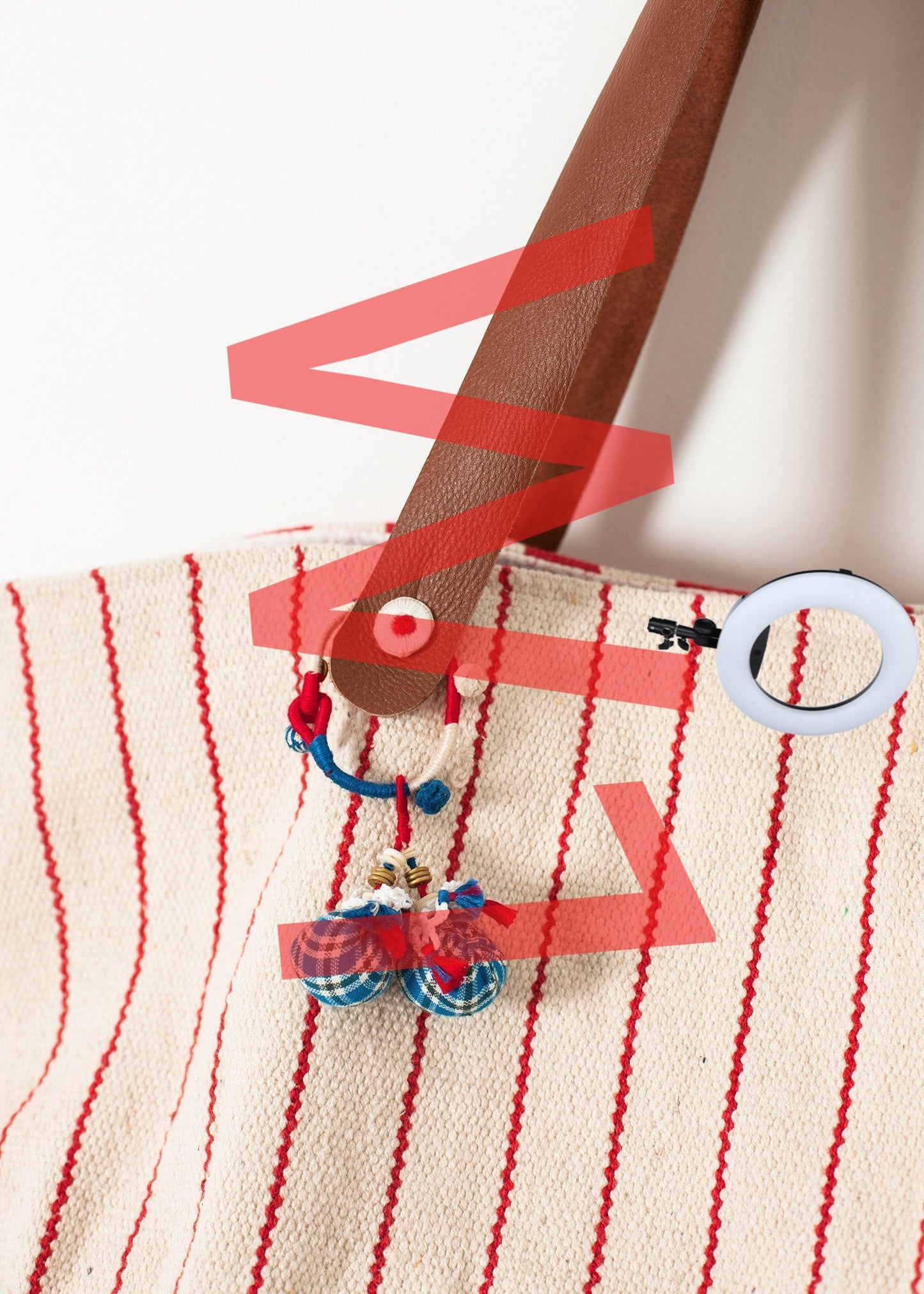 Woven Oversized Tote in Red Stripe