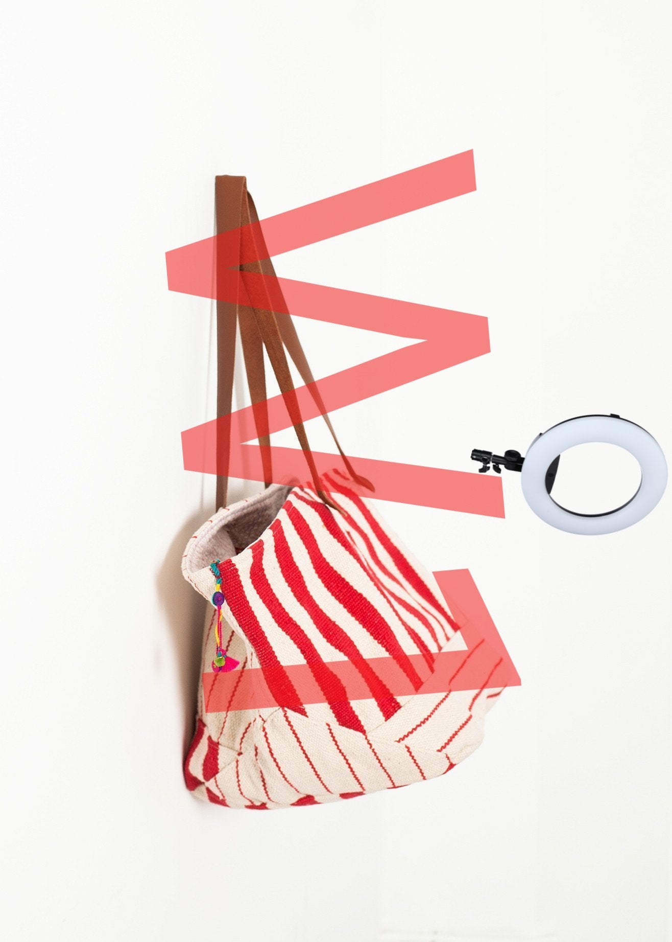 Woven Oversized Tote in Red Stripe