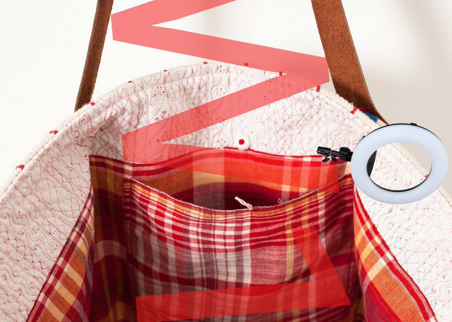 Woven Oversized Tote in Red Stripe