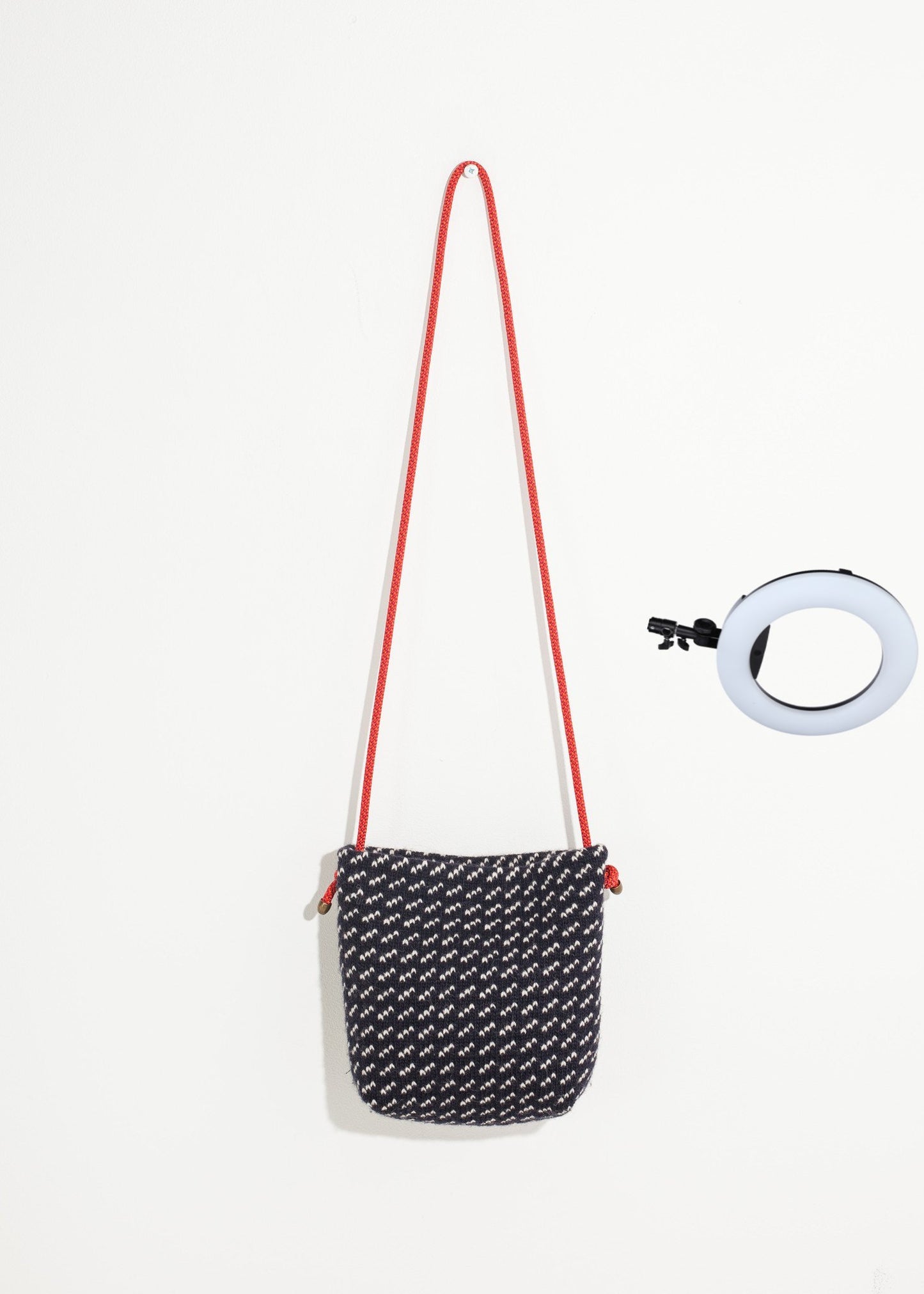 Wool Shoulder Pouch in Black/White