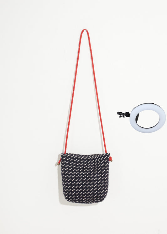 Wool Shoulder Pouch in Black/White