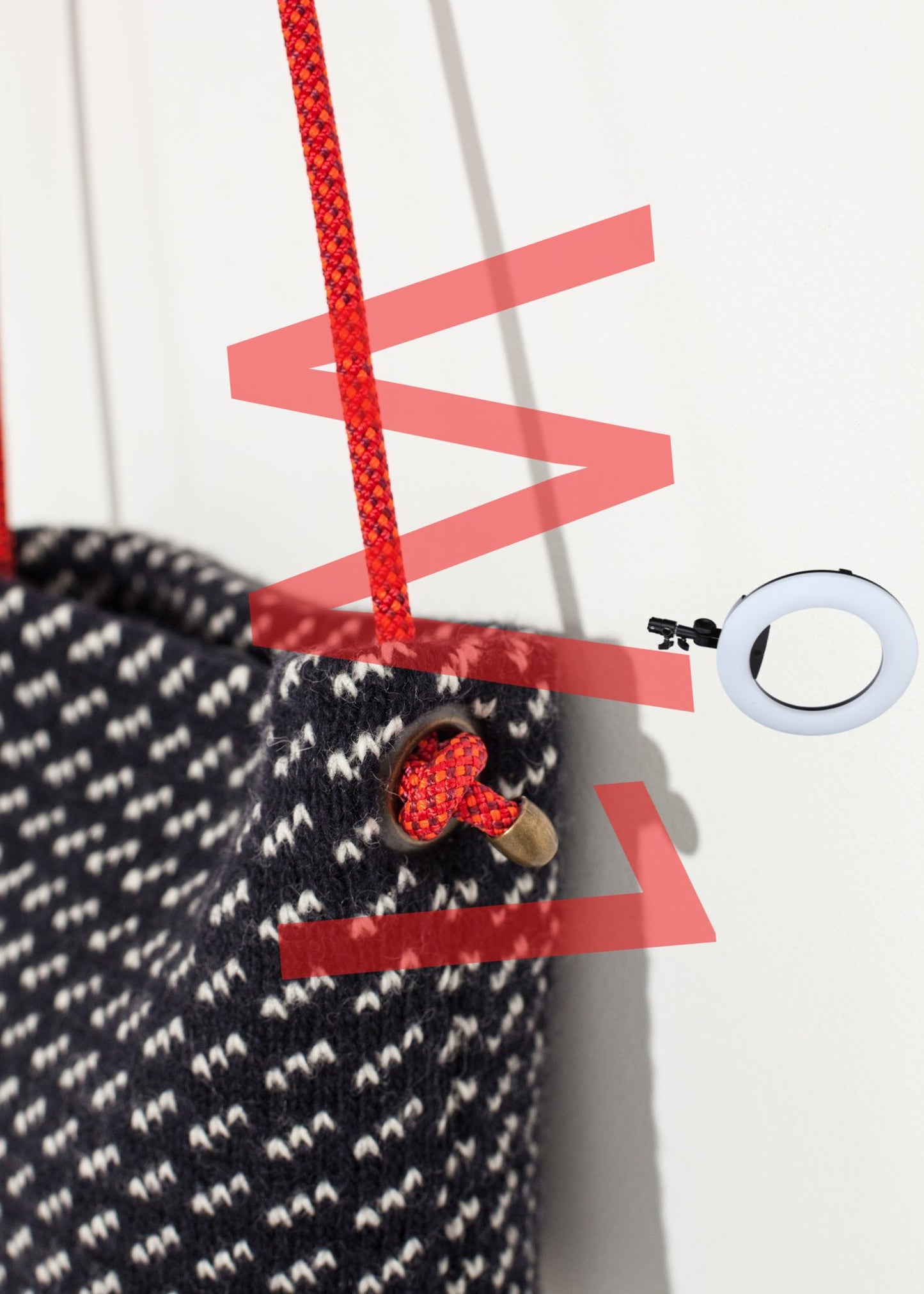 Wool Shoulder Pouch in Black/White