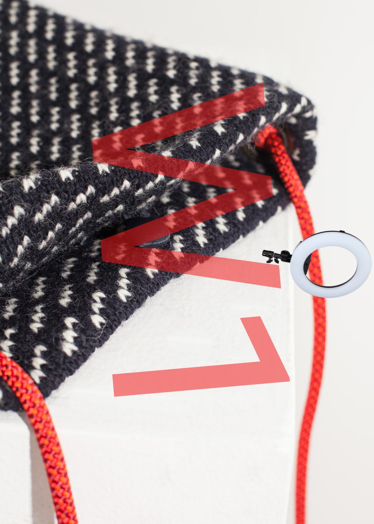 Wool Shoulder Pouch in Black/White