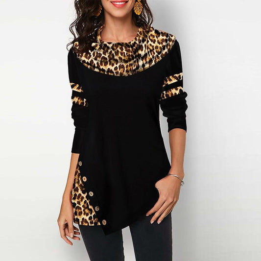 Leopard Print Women's Blouses Shirts Casual Plus Size 2020 Spring Female Tunic Irregular Button Cotton Womens Tops And Blouses