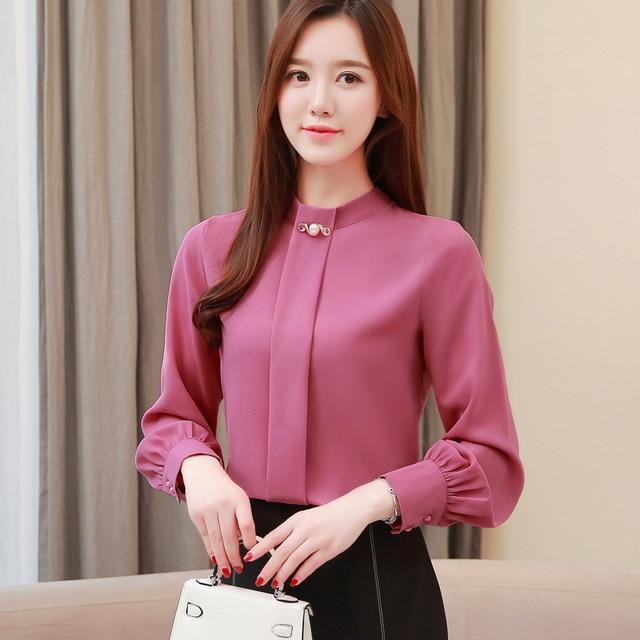 Autumn 2019 Women White Chiffon Blouse Casual Korean Slim Shirt Long Sleeve Shirt Fashion Women Streetwear Elegant Ladies Tops