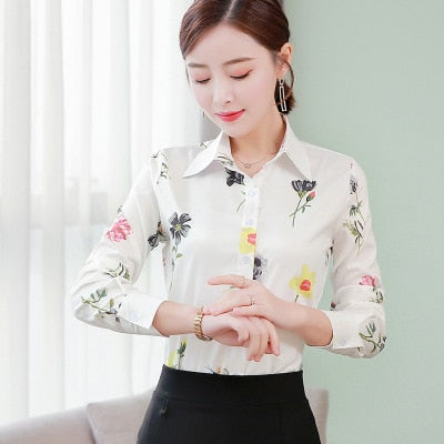 5XL Patchwork Long Sleeve Shirts Women Blouse Autumn Lapel Office Ladies Button Casual Shirt Plus Size Blouses Blue Tops Blusas