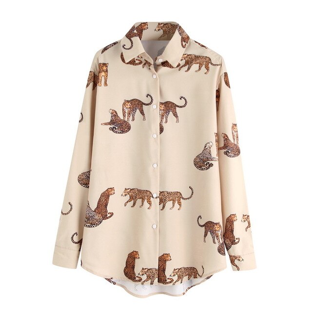 Animal Prints Shirt Women Spring 2020 New Fashion Long Sleeve Blouse Female Loose Shirts