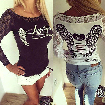 Fashion Women Lady Clothes Tops Embroidery Casual Long Sleeve Shirt Tops Letter Slim Blouse Ladies Lace Casual Clothing 2016