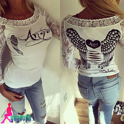 Fashion Women Lady Clothes Tops Embroidery Casual Long Sleeve Shirt Tops Letter Slim Blouse Ladies Lace Casual Clothing 2016