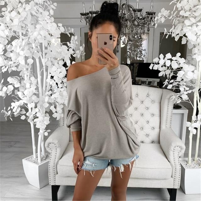 off shoulder top women clothes Womens Loose Blouse Long Sleeve Fashion Ladies Shirt Oversize Tops