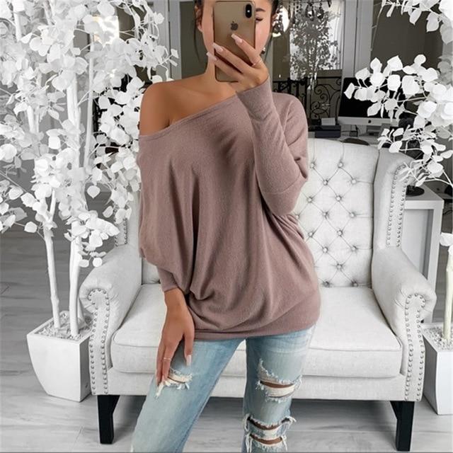 off shoulder top women clothes Womens Loose Blouse Long Sleeve Fashion Ladies Shirt Oversize Tops