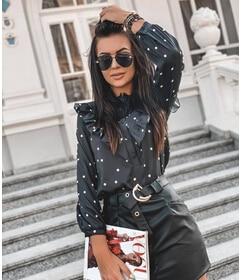 2020 Fashion Autumn Women Ladies Blouses And Tops Casual Ruffles Dot O Neck Shirt Long Sleeve Blouse