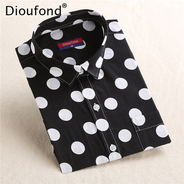 Dioufond White Navy Lips Print Women Blouses Long Sleeve Ladies Office Blouse Shirt  Casual Button Down Blusa 2017 Spring