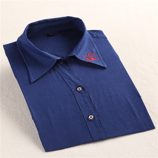 Dioufond White Navy Lips Print Women Blouses Long Sleeve Ladies Office Blouse Shirt  Casual Button Down Blusa 2017 Spring