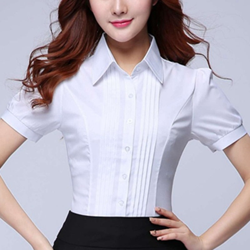 Korean Fashion Women Shirts Office Lady Cotton Blouse Blusas Mujer De Moda 2019 Women Blouses Elegant Women Shirt Plus Size 5XL