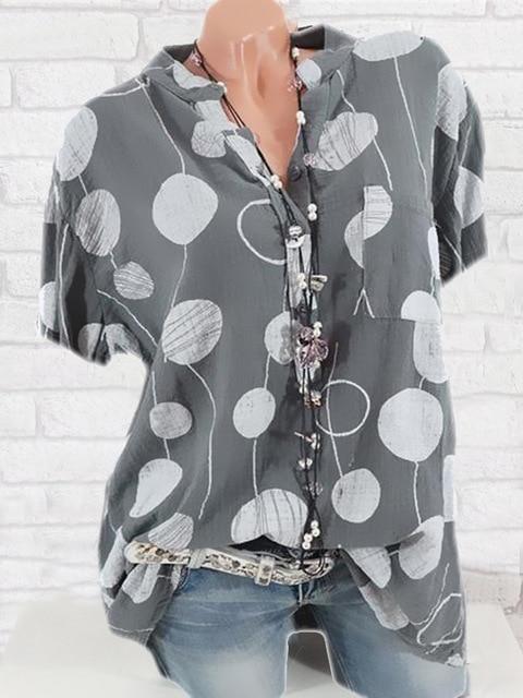 women blouses large size shirt ladies shirt fashion shirt casual wave point short-sleeved shirt women