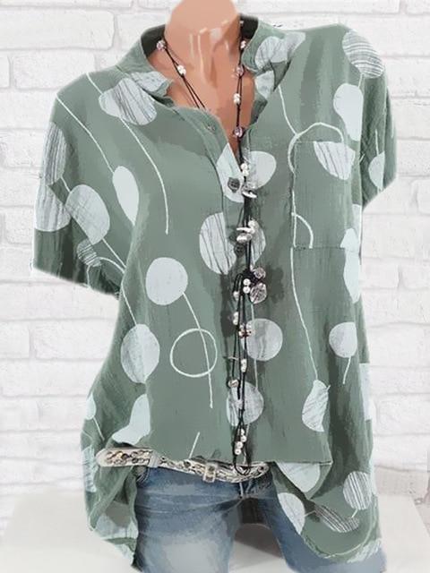 women blouses large size shirt ladies shirt fashion shirt casual wave point short-sleeved shirt women