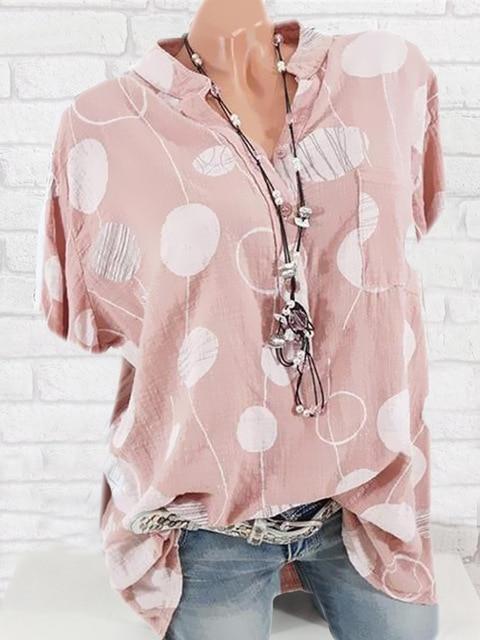 women blouses large size shirt ladies shirt fashion shirt casual wave point short-sleeved shirt women