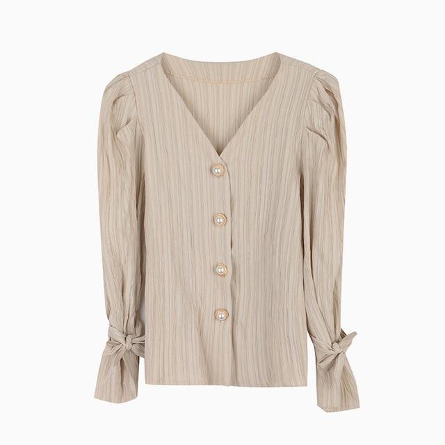 Alien Kitty Korean 2020 Retro Elegance Casual Sweet Solid Pearls Chic Fresh High Quality Loose Vintage All Match Women Shirts