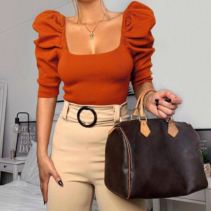 4 Colors 2020 New Women Puff Ruffle Casual Blouse Female Solid Color Fashionable Spring Shirts Outfits Party Clubwear
