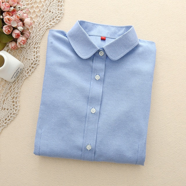 Brand Women Blouse 2020 New Casual Long Sleeved Cotton Oxford White Shirt Woman Office Plus Size Shirts Blusas Feminine Blouses
