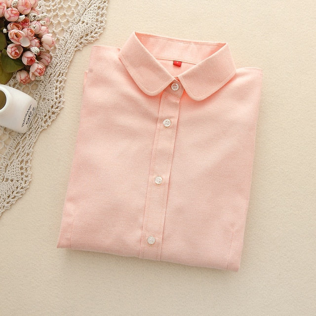 Brand Women Blouse 2020 New Casual Long Sleeved Cotton Oxford White Shirt Woman Office Plus Size Shirts Blusas Feminine Blouses