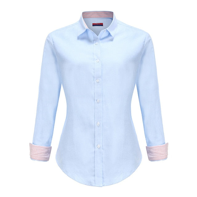 Dioufond Women Long Sleeve Shirt Fashion Clothes White Black Slim Patchwork Dot Cotton Blouse Office Ladies Plus Size Formal Top