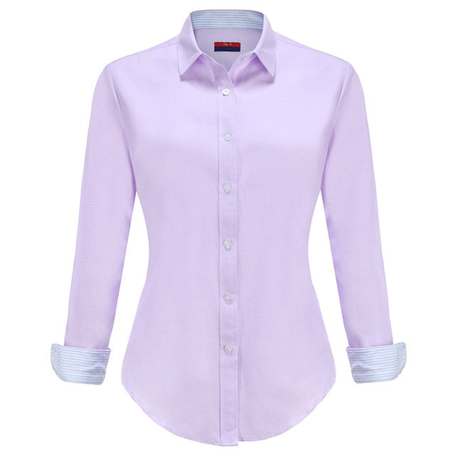 Dioufond Women Long Sleeve Shirt Fashion Clothes White Black Slim Patchwork Dot Cotton Blouse Office Ladies Plus Size Formal Top