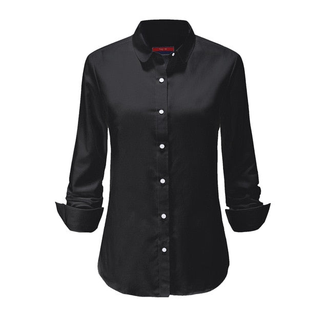Dioufond Women Long Sleeve Shirt Fashion Clothes White Black Slim Patchwork Dot Cotton Blouse Office Ladies Plus Size Formal Top
