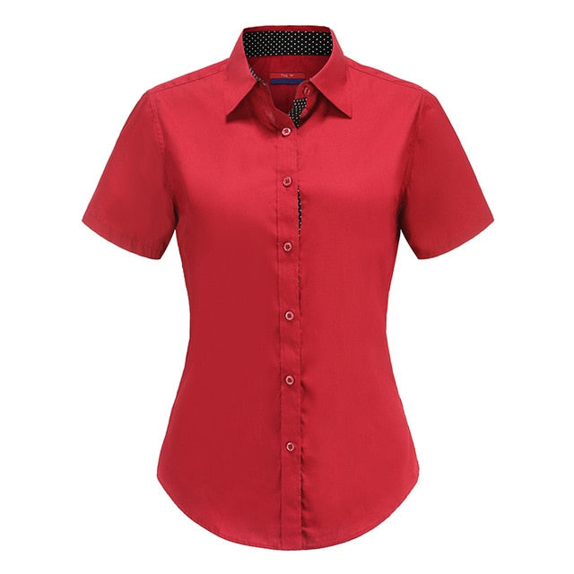 Dioufond Women Long Sleeve Shirt Fashion Clothes White Black Slim Patchwork Dot Cotton Blouse Office Ladies Plus Size Formal Top