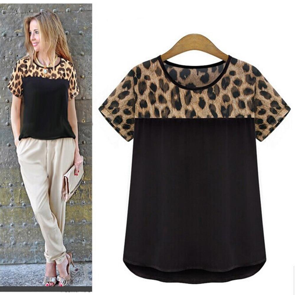 MwWiiWwM 2018 Summer Style Women Clothing Leopard Chiffon Blouse Blusas Femininas Shirt Camisas Roupas Femininas Women Tops