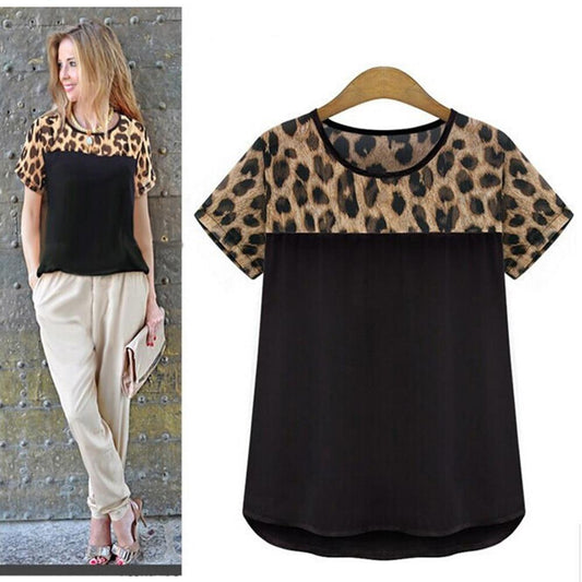 MwWiiWwM 2018 Summer Style Women Clothing Leopard Chiffon Blouse Blusas Femininas Shirt Camisas Roupas Femininas Women Tops