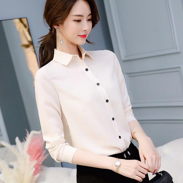 Brand Blusas Mujer De Mod Tops Long Sleeve Lapel White Blouse Office Ladies Work Blouses Fashion Clothing Blusas Womens Shirts
