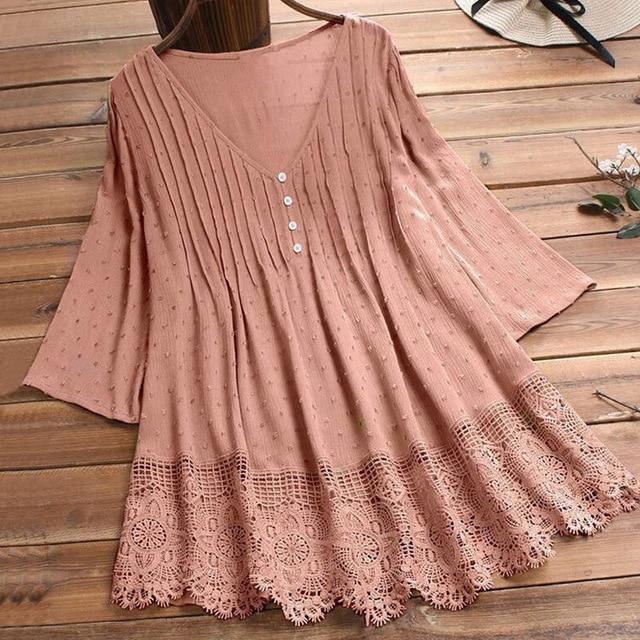 Embroidery Women's White Blouse Casual Plus Size Tops Elegant V-Neck Long Sleeve Tunic Summer Autumn Floral Print Women's Shirt