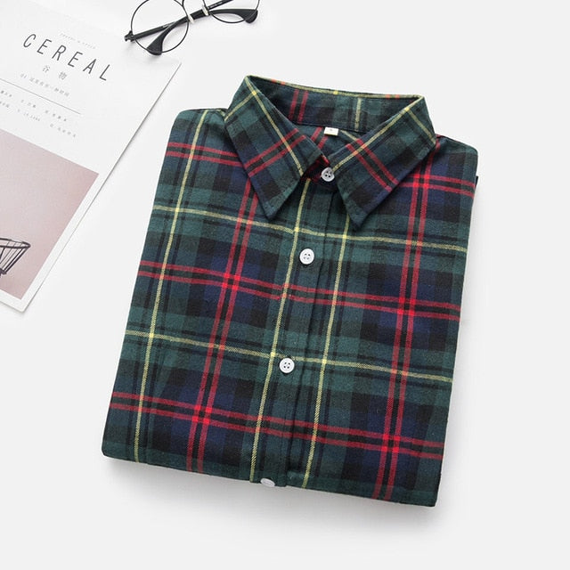 Women's Shirts 2020 Autumn and Winter female shirt plaid shirt women slim long sleeve cotton Blouse top female outerwear