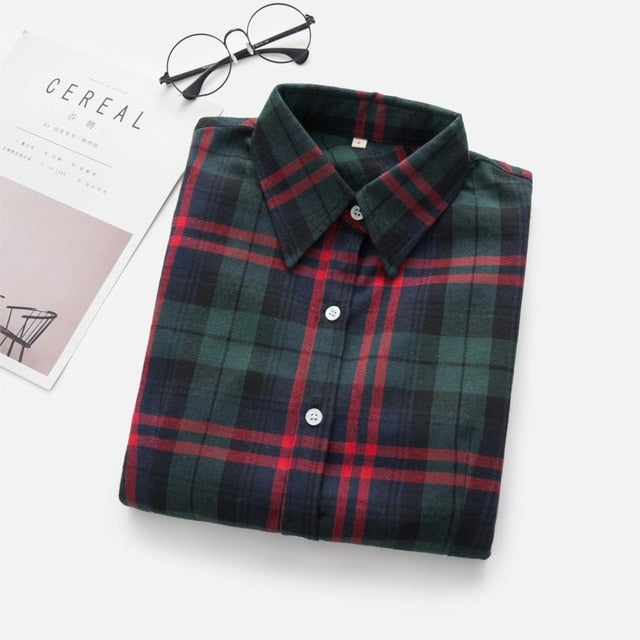 Women's Shirts 2020 Autumn and Winter female shirt plaid shirt women slim long sleeve cotton Blouse top female outerwear