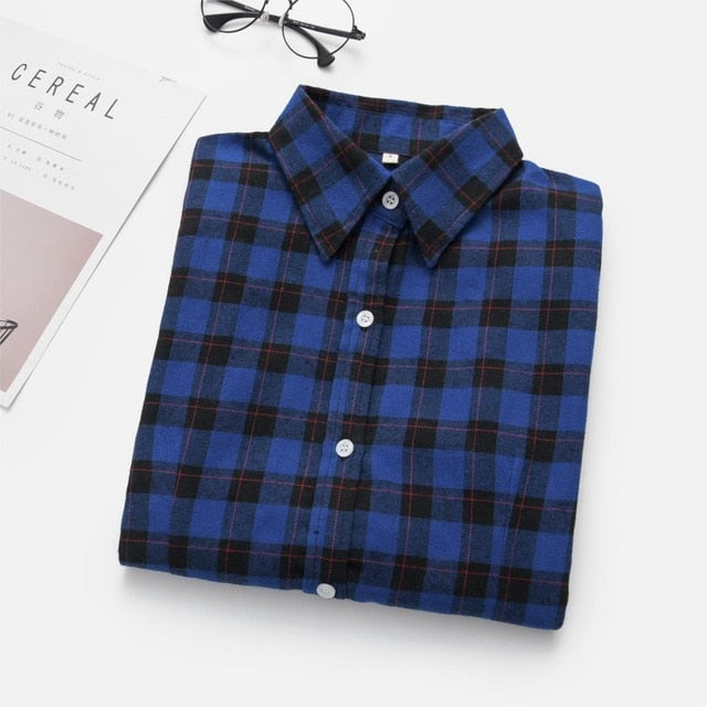 Women's Shirts 2020 Autumn and Winter female shirt plaid shirt women slim long sleeve cotton Blouse top female outerwear