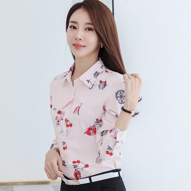 Long Sleeve Blue butterfly Flower Print Blouse Women 2020 Summer fall Top Elegant Work Office Plus Size Shirt White Blouse C181